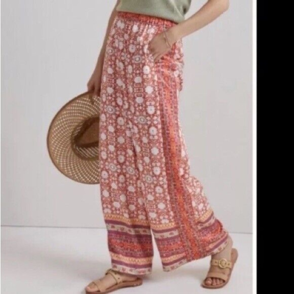 Anthropologie Boho Floral Wide-Leg Pants size Xs